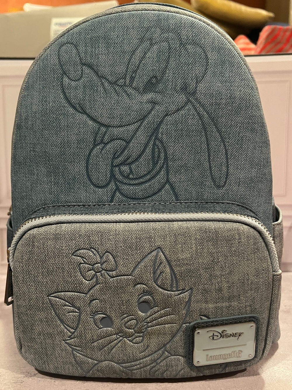 Disney Loungefly Dogs & Cats Faux Denim Mini Backpack NWT Pluto Marie